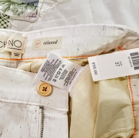 NWT Anthropologie Relaxed White Flecked Chinos 27 - Picture 8 of 10